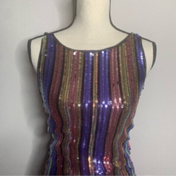 NWOT One33 Social Sequined Stripe Backless Midi Dress - Picture 6 of 12